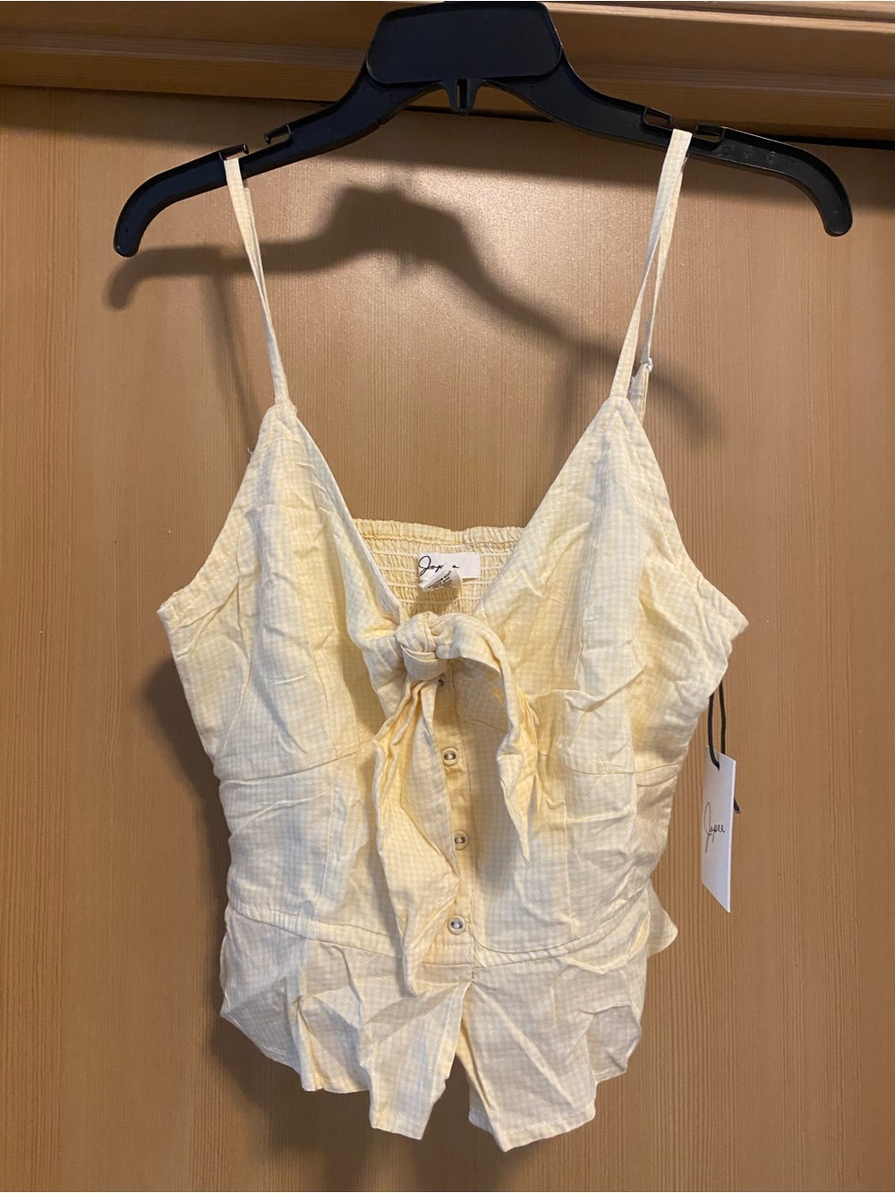 Japna Pale Yellow Tie-Front Cami with Buttons